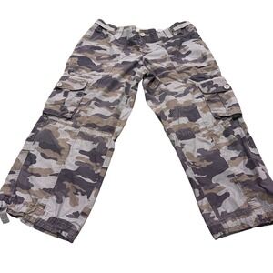 Y2K Cargo Pants Womens 8 Grey Camo Utility Pockets Natural Reflections